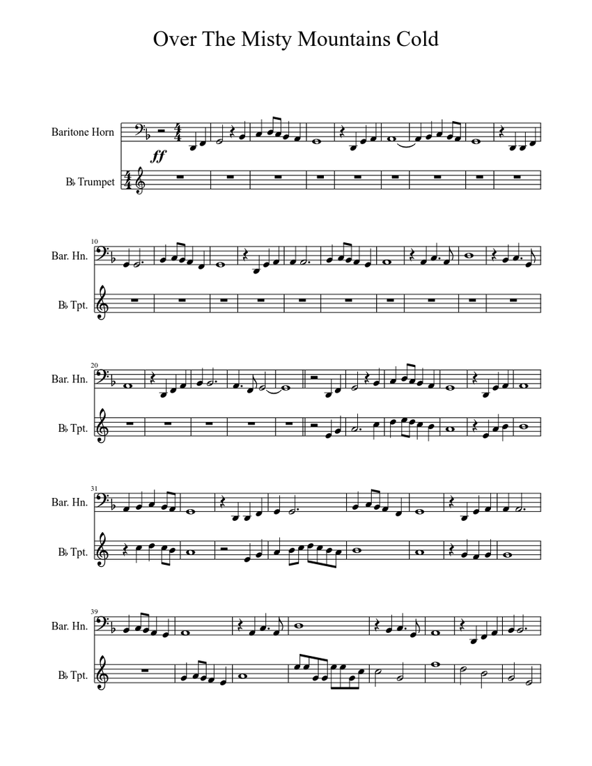 Over the Misty Mountains Cold Sheet music | Download free in PDF or