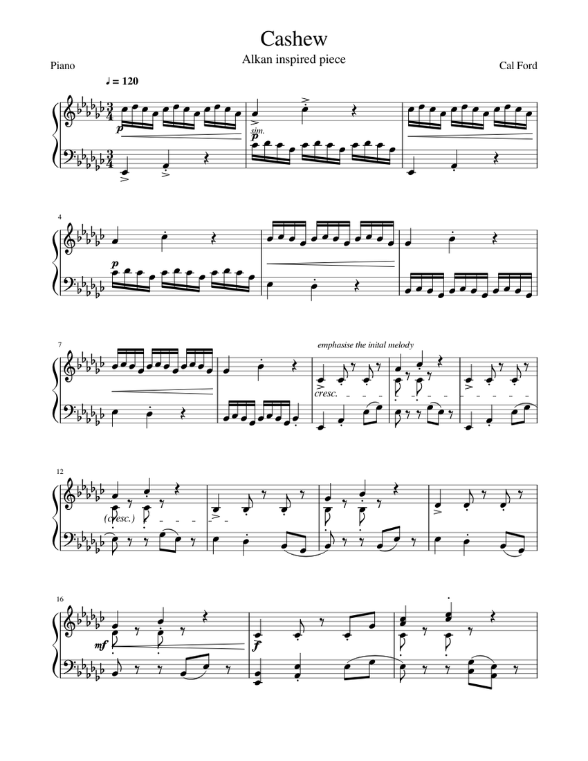 Cashew Sheet music for Piano (Solo) | Musescore.com