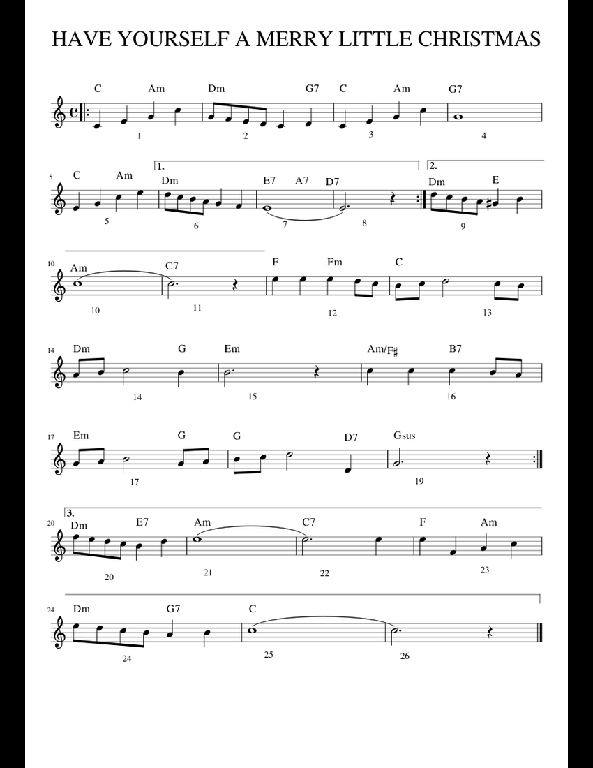 HAVE YOURSELF A MERRY LITTLE CHRISTMAS sheet music for Piano download