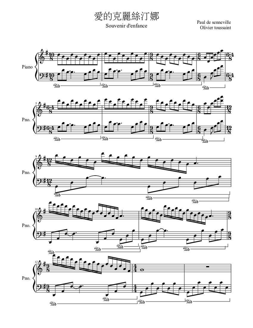 Souvenir D enfance Sheet Music Download Free In PDF Or MIDI 