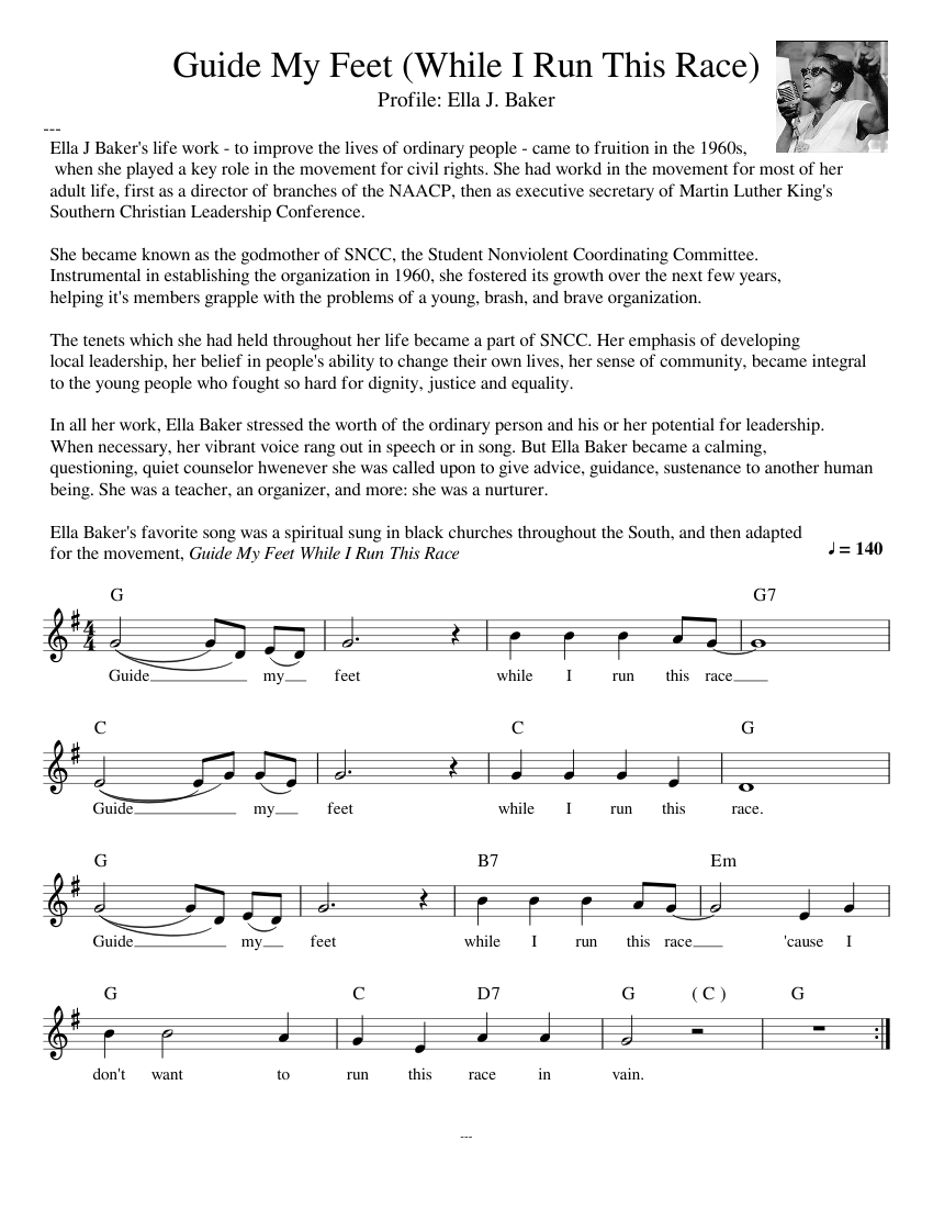 Guide My Feet While I Run This Race Sheet Music For Piano Vocals