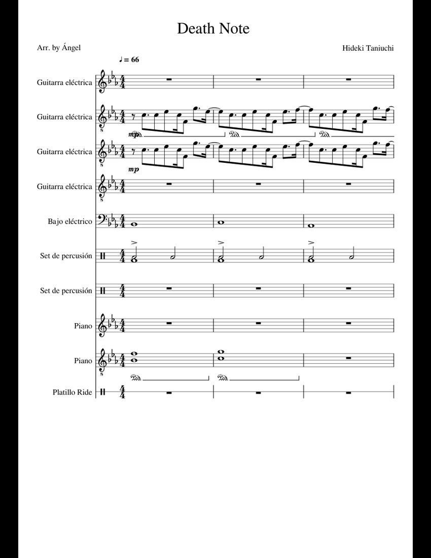 Death Note (Sōichirō Yagami's theme) sheet music for Piano, Brass