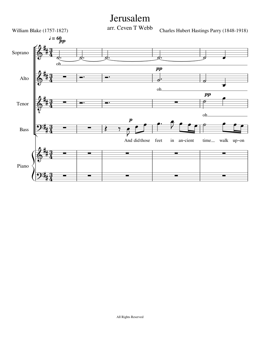 Jerusalem SATB Sheet music for Piano, Soprano, Tenor, Alto & more