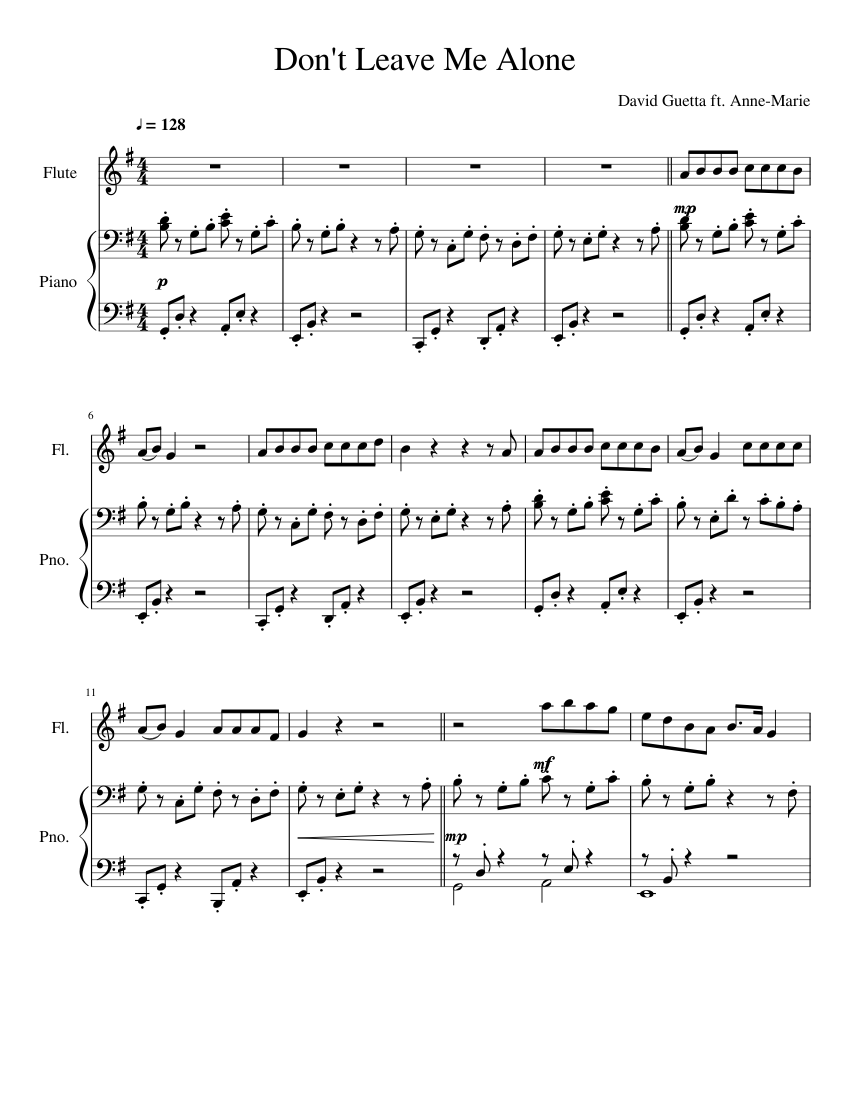 Don t Leave Me Alone Sheet music for Piano, Flute (Solo