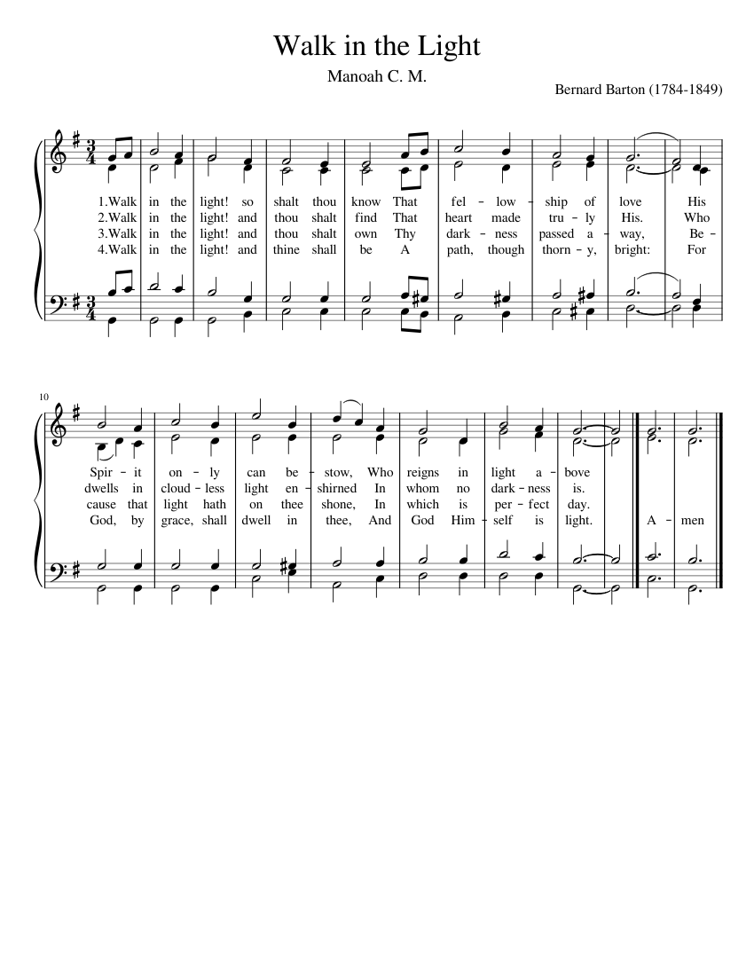 Walk_in_the_Light Sheet music for Piano | Download free in PDF or MIDI