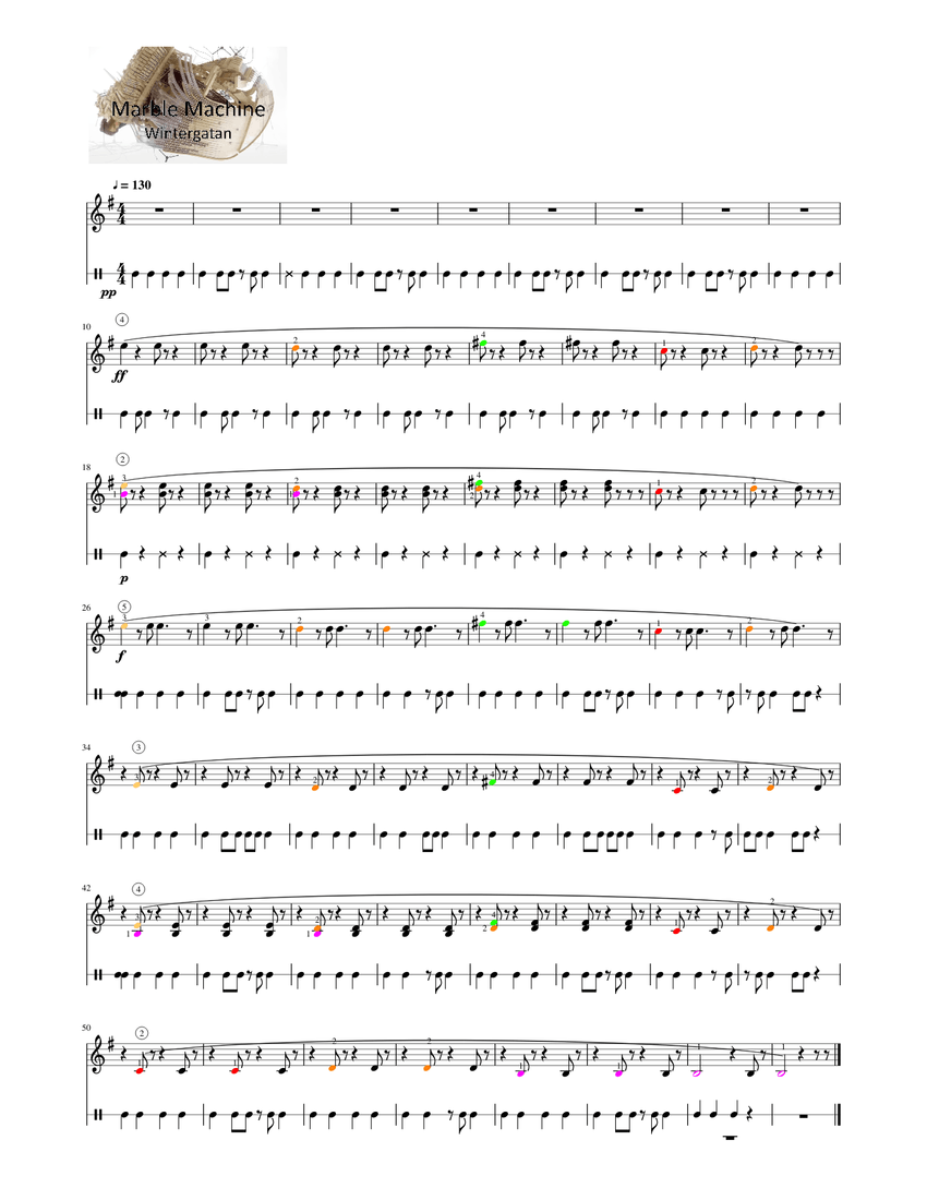 Copia de Marble_Machine Sheet music for Piano, Keyboard, Percussion ...