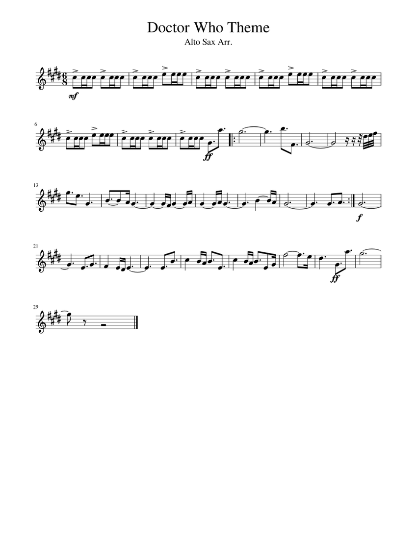 Doctor Who Theme Sheet music for Saxophone (Alto) (Solo)