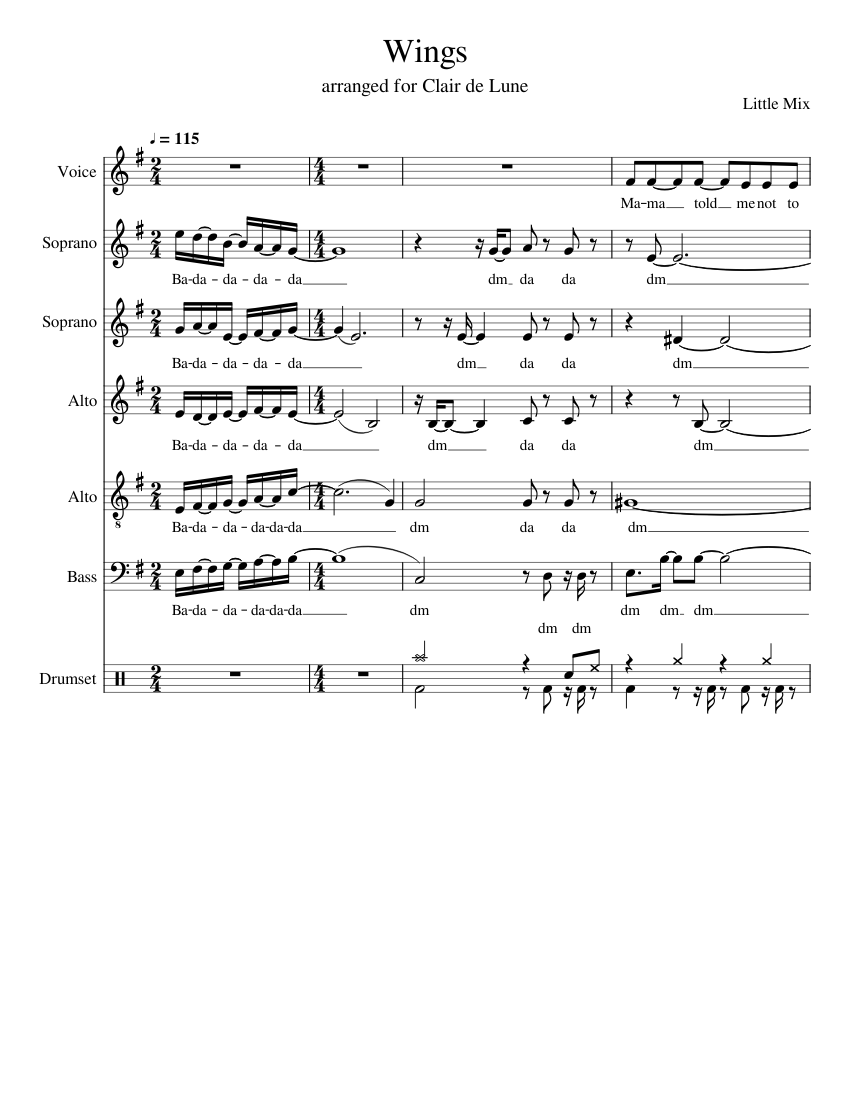 Wings Sheet music for Piano, Percussion Download free in PDF or MIDI