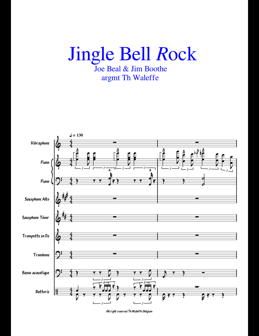 jingle bell rock sheet music for Piano, Percussion, Trumpet, Bass ...
