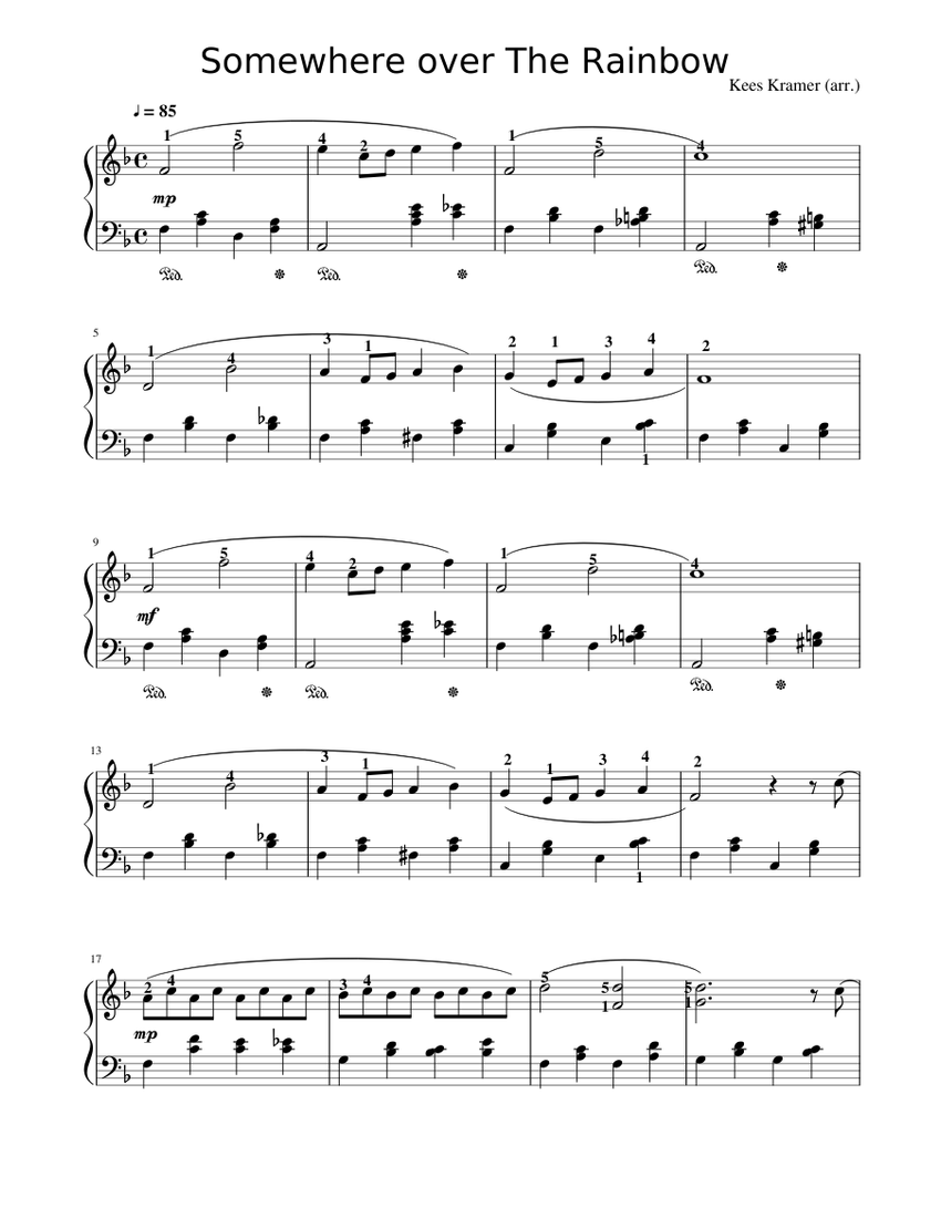 Over the Rainbow Sheet music for Piano | Download free in PDF or MIDI