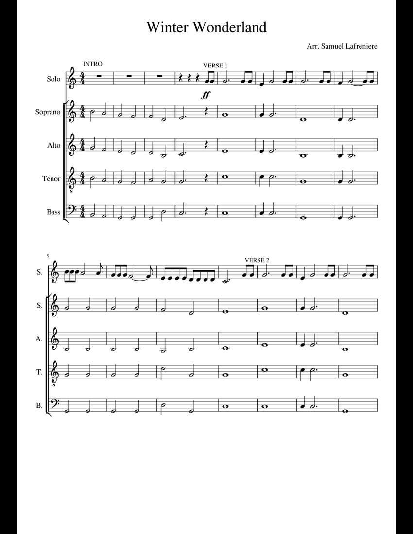 Winter Wonderland in C (SATB) sheet music for Voice download free in ...
