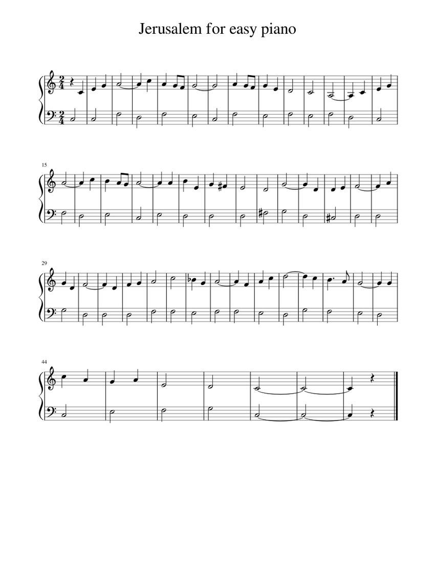 Jerusalem (easy piano) Sheet music for Piano (Solo)