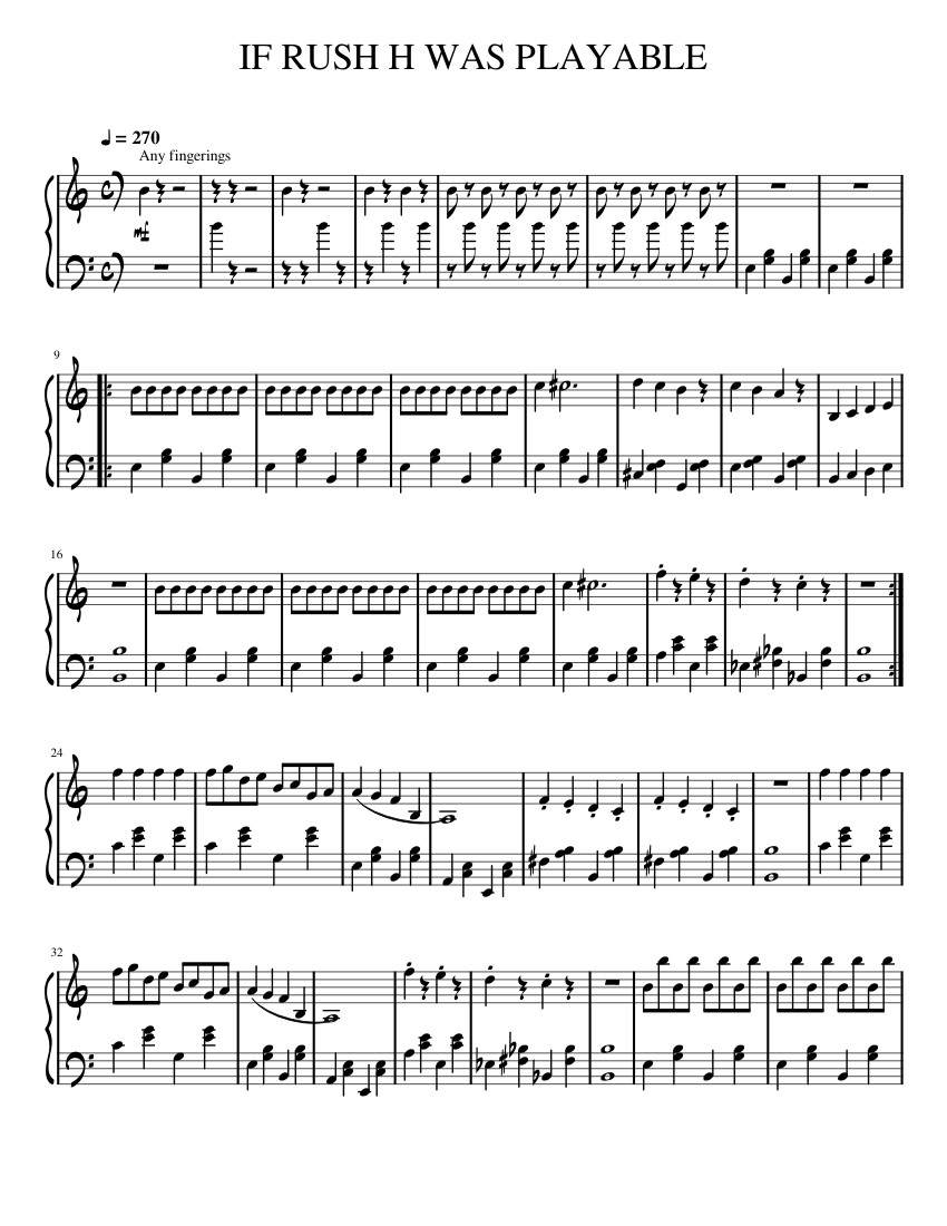 IF RUSH H WAS ACTUALLY PLAYABLE Sheet music for Piano (Solo