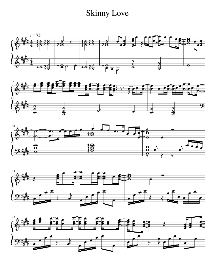 Skinny Love Sheet music for Piano | Download free in PDF or MIDI