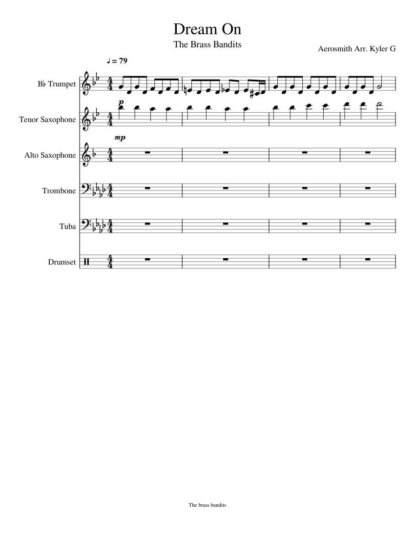 Dream On Sheet music for Trumpet, Tenor Saxophone, Alto Saxophone, Trombone Download free in