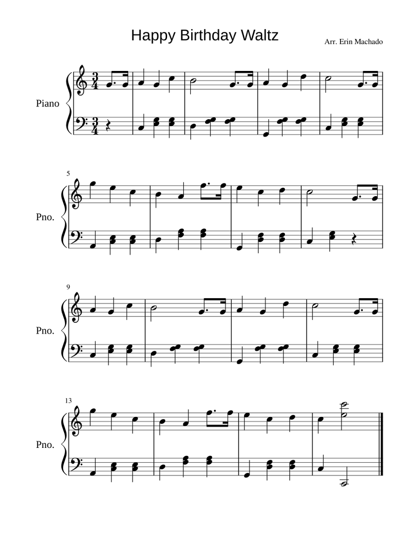 Happy Birthday Waltz Sheet music for Piano (Solo) | Musescore.com