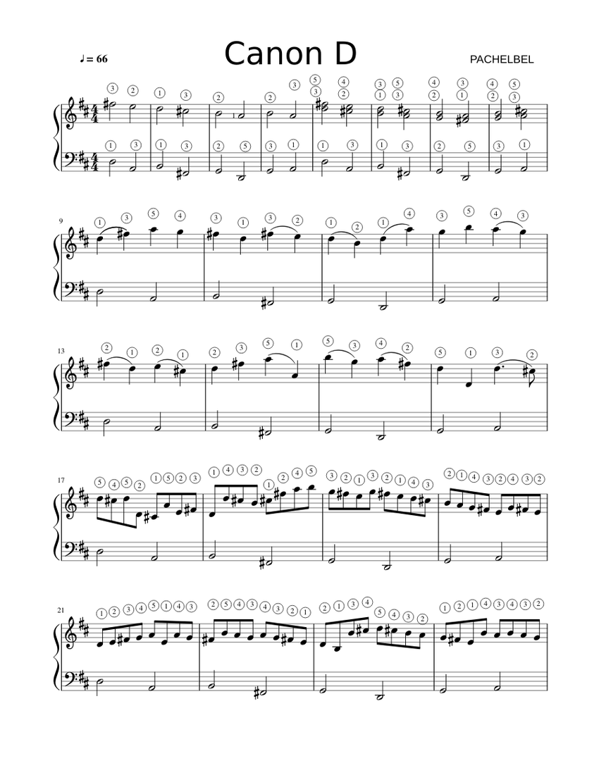 Canon D Sheet music for Piano | Download free in PDF or MIDI