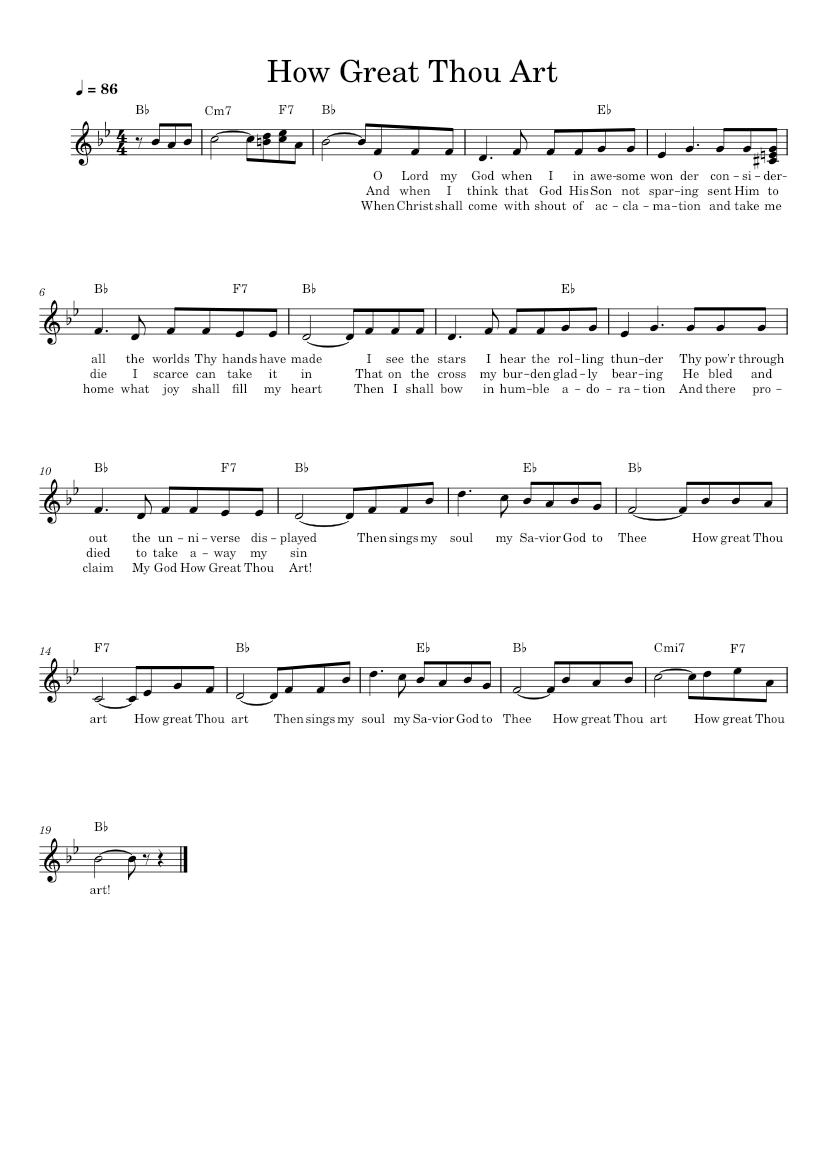 How Great Thou Art sheet music download free in PDF or MIDI