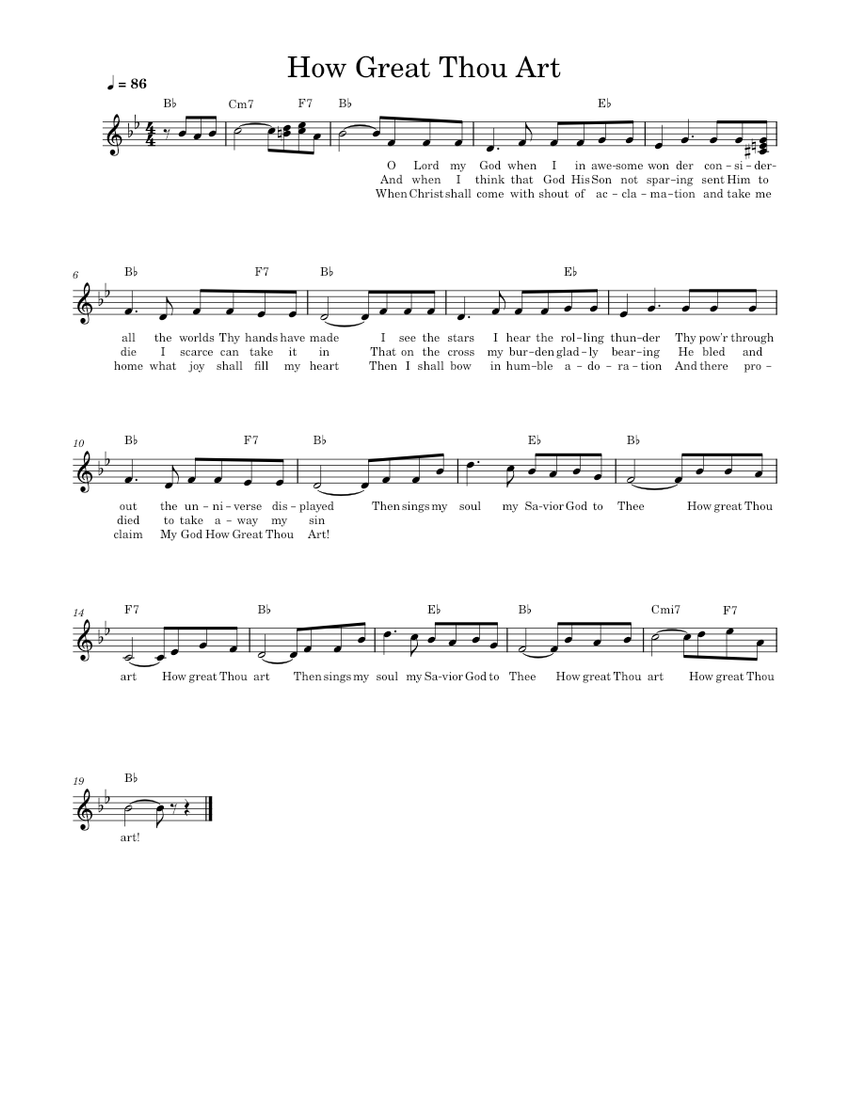How Great Thou Art sheet music download free in PDF or MIDI