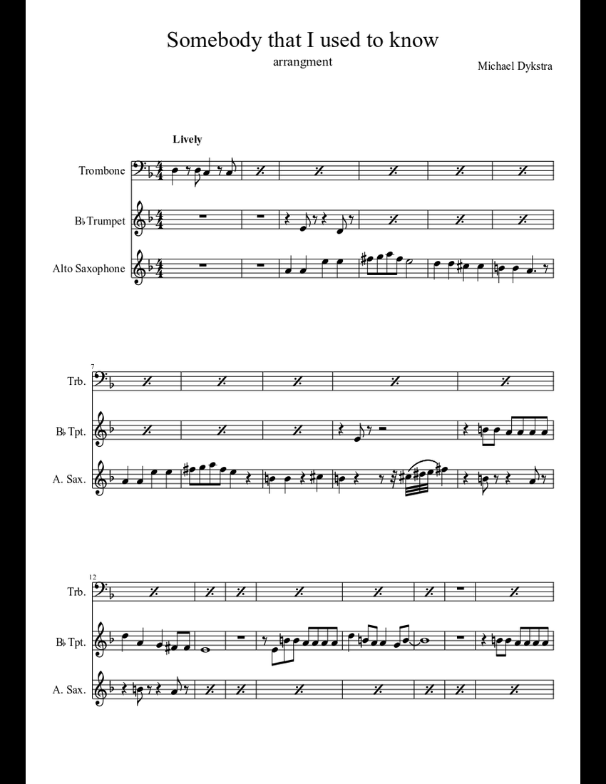 Somebody that I used to know sheet music download free in PDF or MIDI