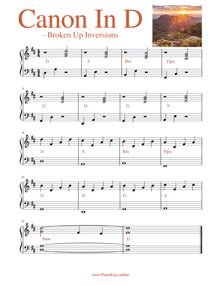 Canon In D - lesson 68 sheet music for Piano download free in PDF or MIDI
