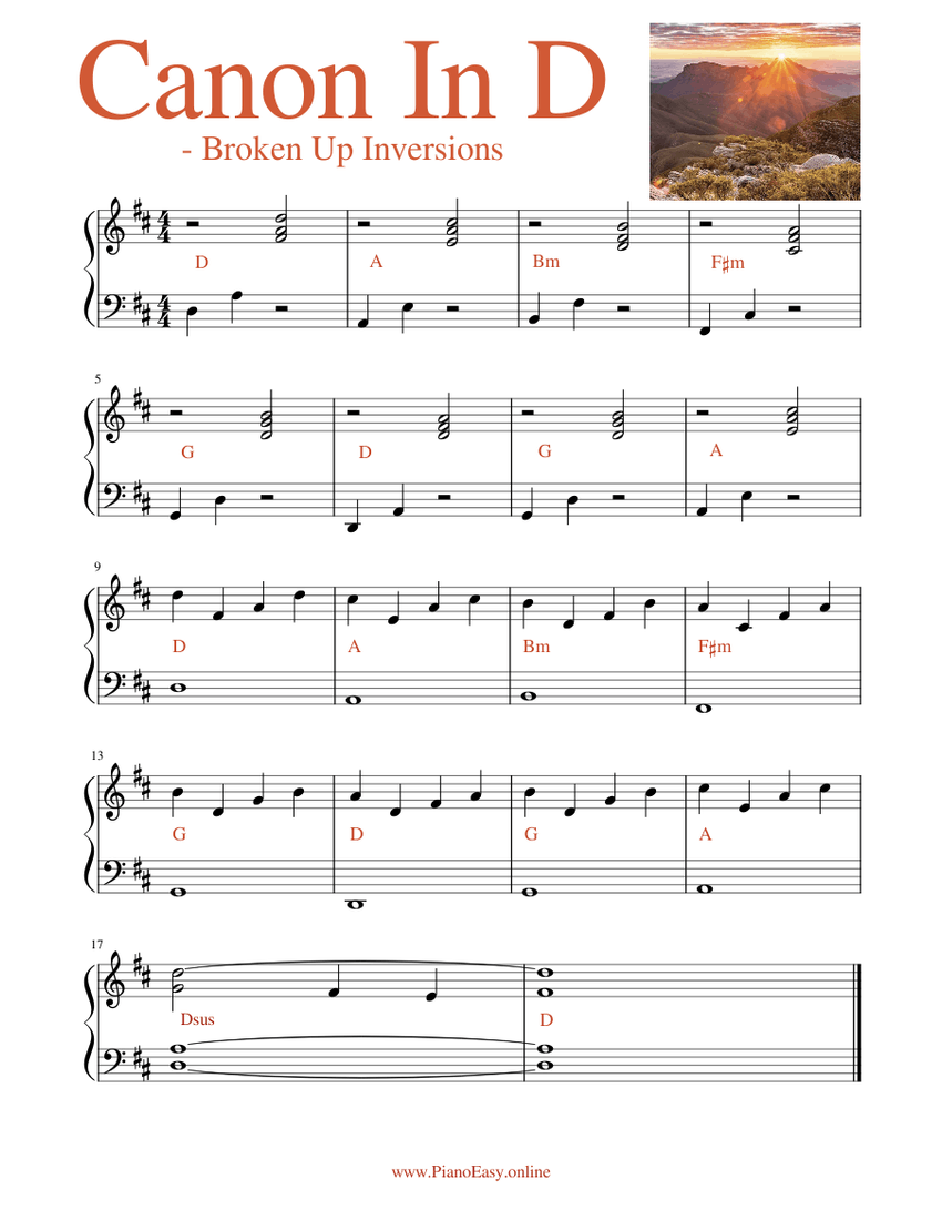 Canon In D - lesson 68 sheet music for Piano download free ...