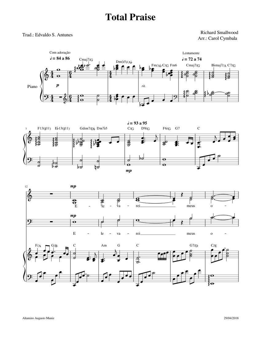 Total Praise Sheet music for Piano, Voice Download free in PDF or