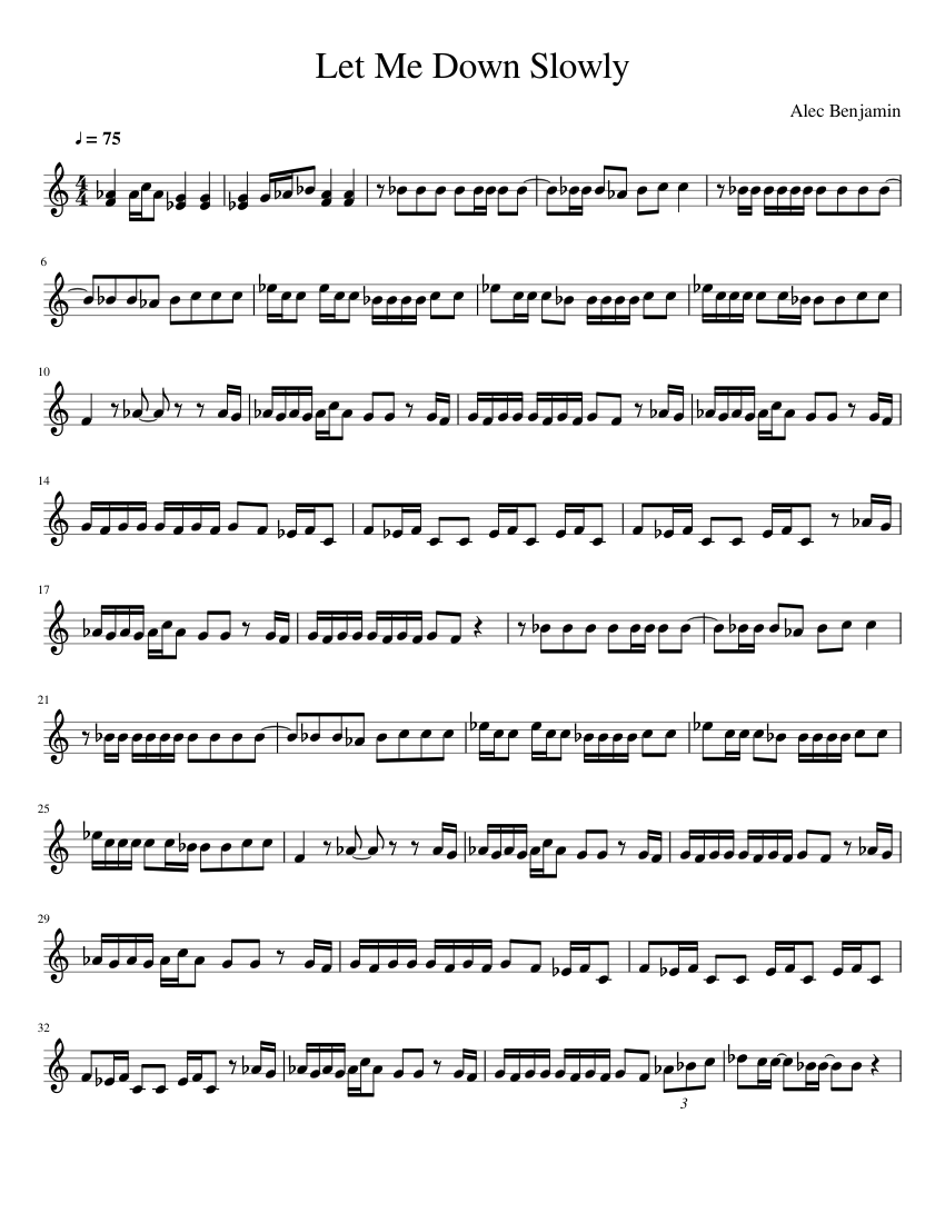 Let Me Down Slowly Sheet Music For Violin Download Free In PDF Or MIDI Let me down slowly sheet music for violin download free in pdf or midi