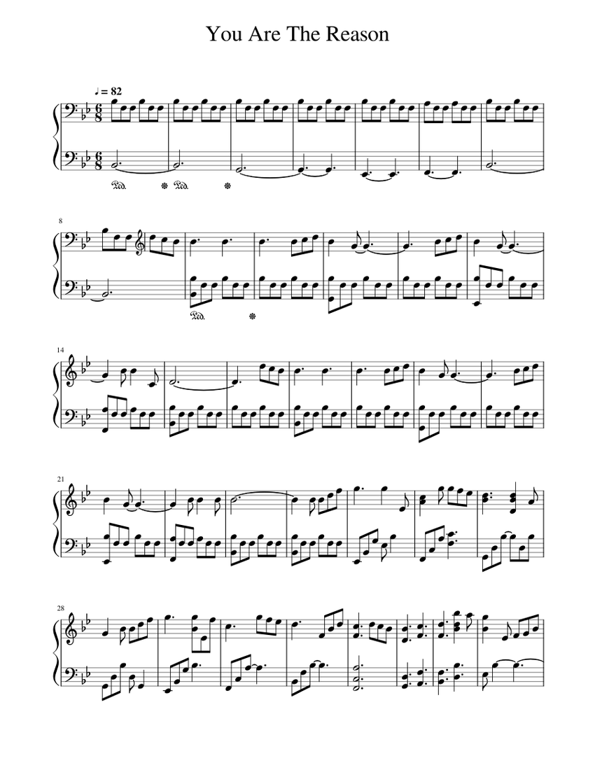 You Are The Reason Sheet music for Piano (Solo) | Musescore.com