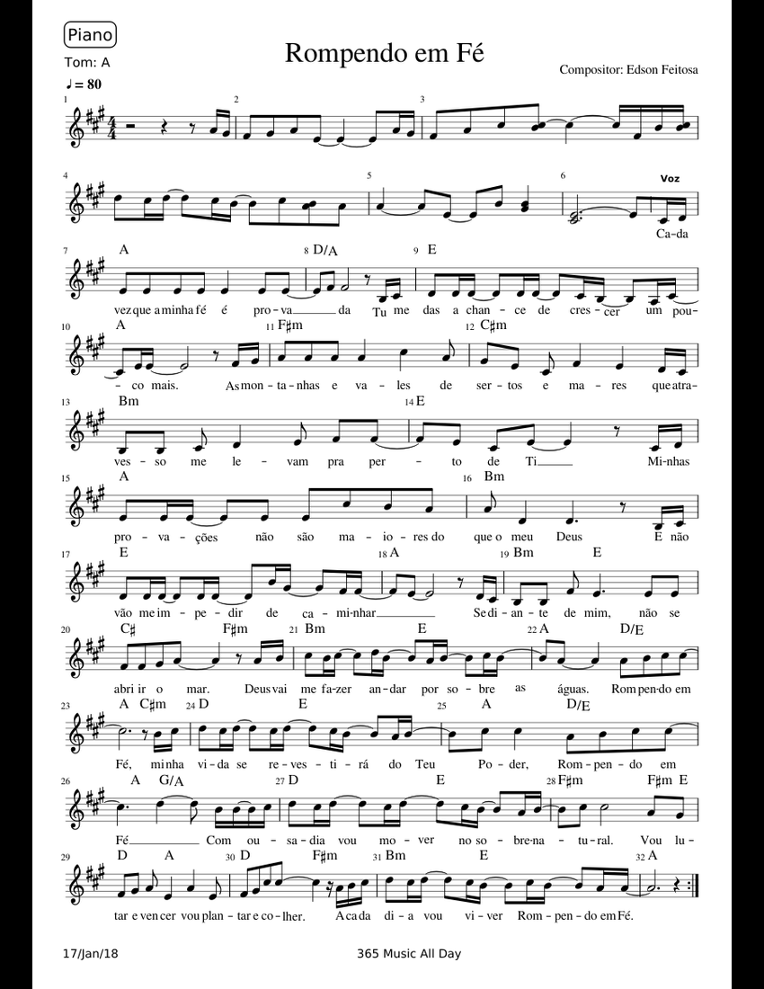 Rompendo em Fé sheet music