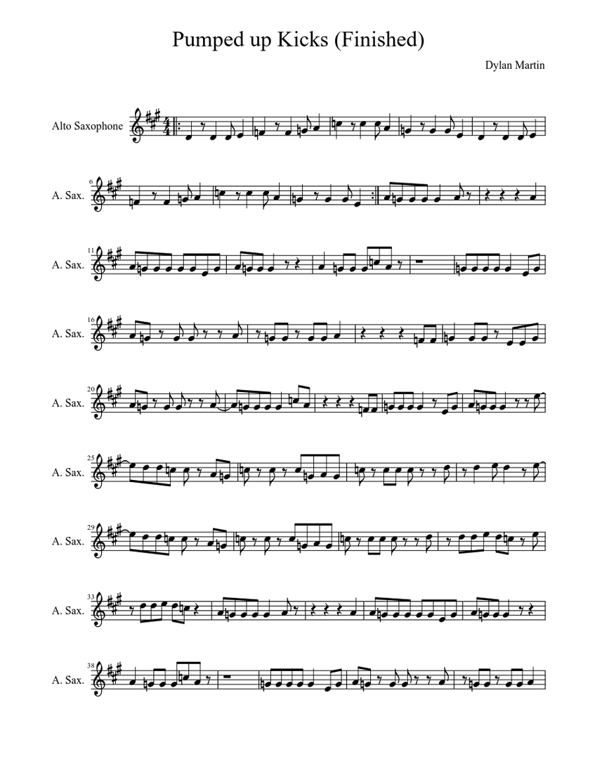 Pumped up Kicks (Finished) Sheet music | Download free in PDF or MIDI ...