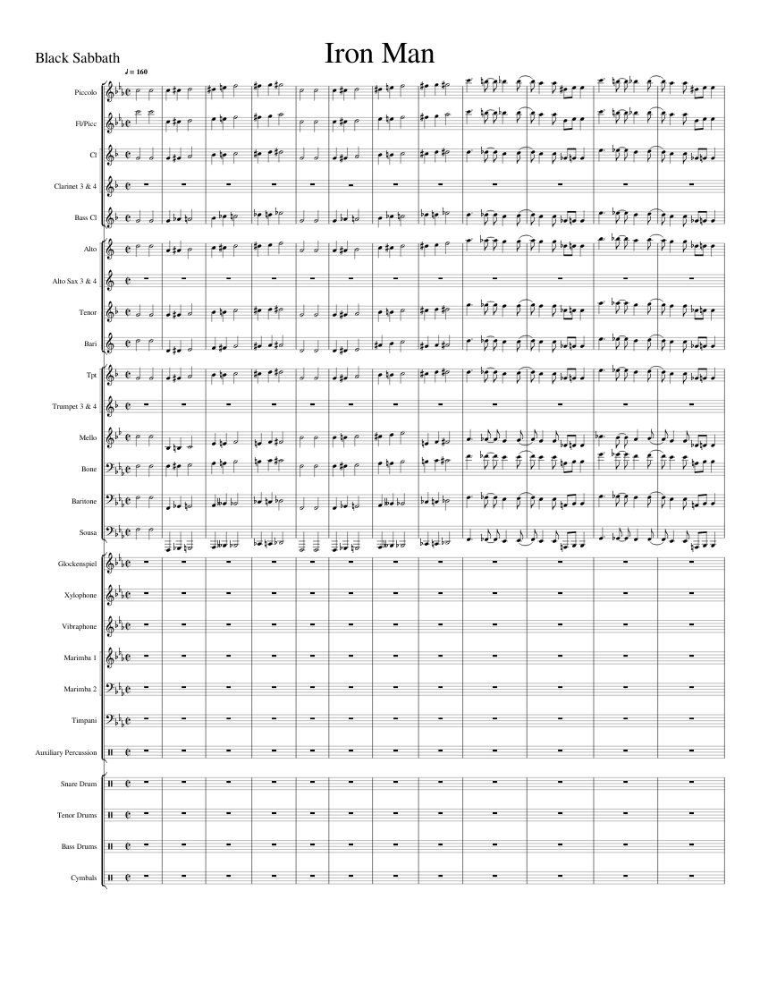 Iron Man sheet music for Flute, Piccolo, Alto Saxophone