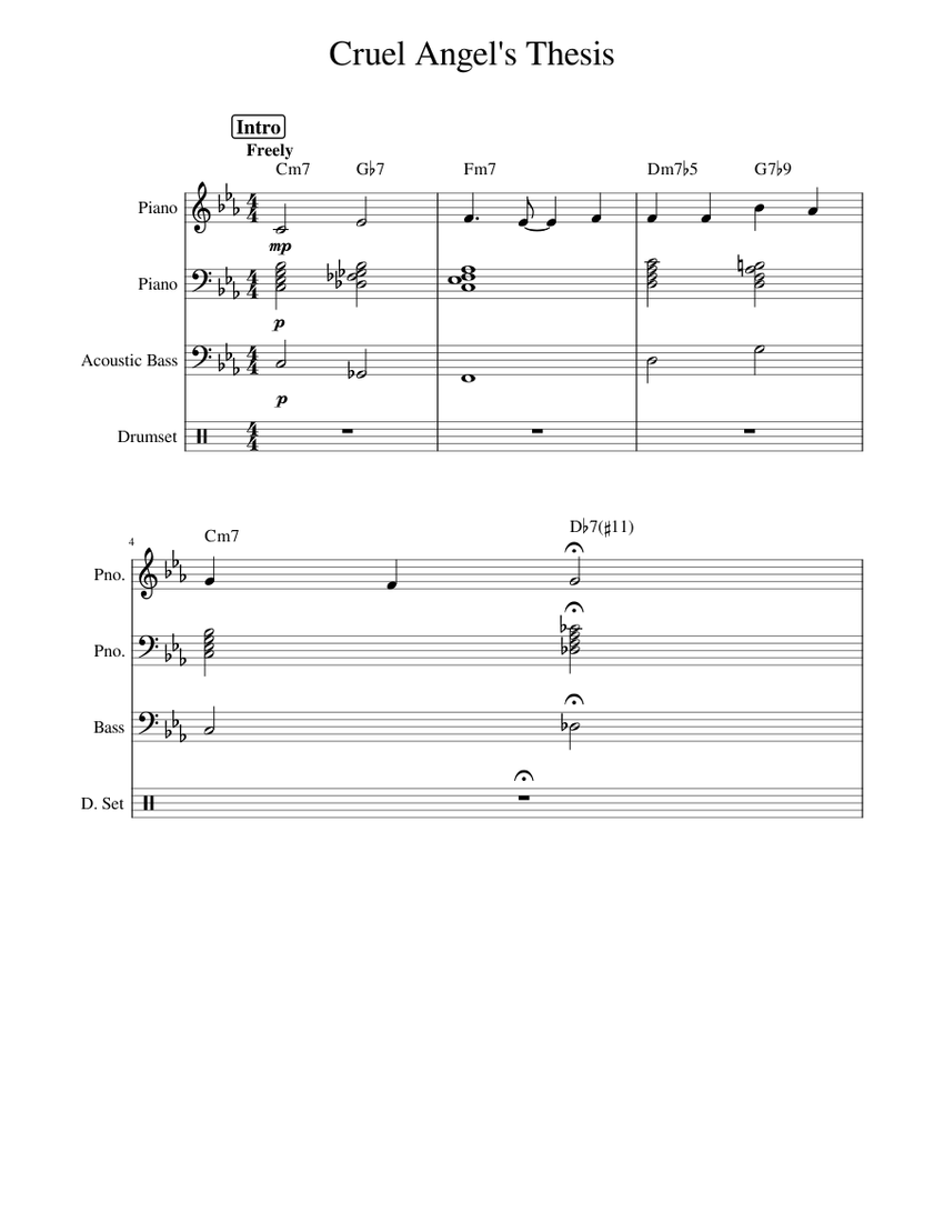 a cruel angel's thesis bass tabs