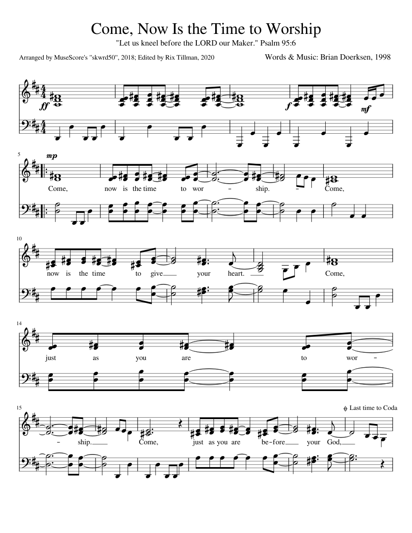 Come Now Is The Time To Worship Sheet Music For Piano Solo Musescore Com