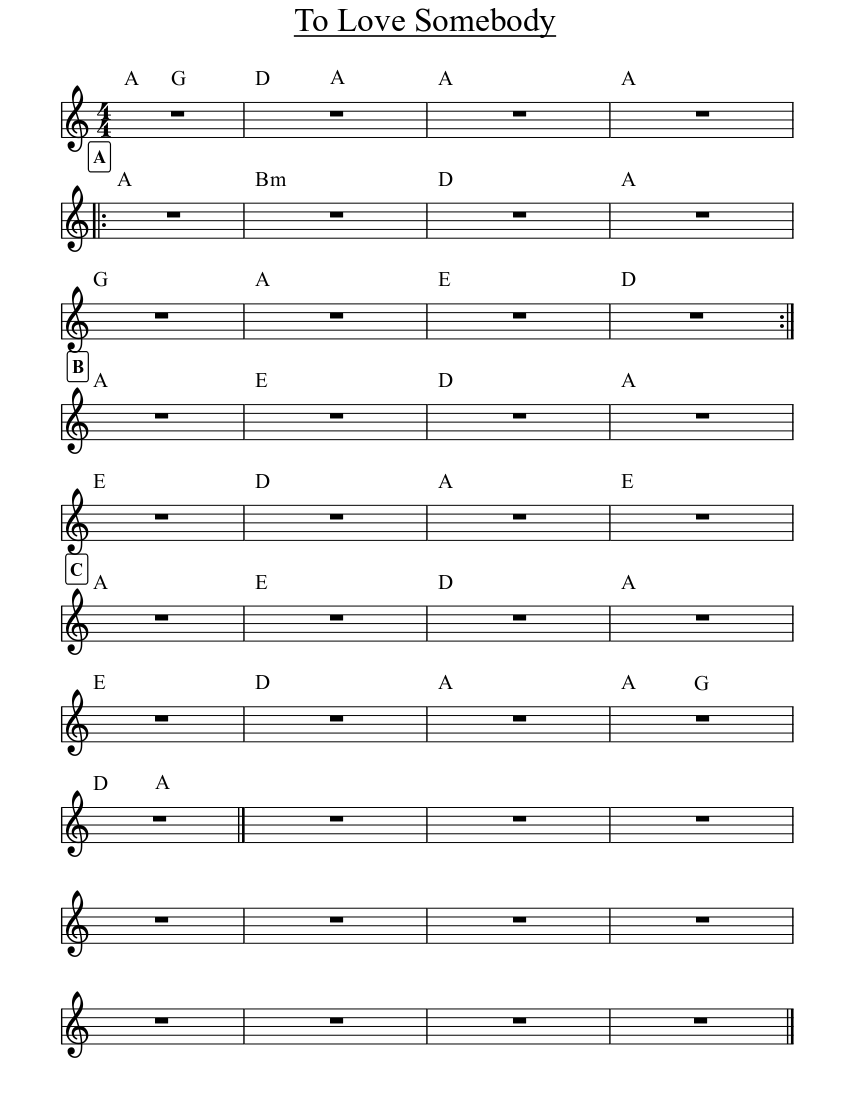 To Love Somebody Sheet music | Download free in PDF or MIDI | Musescore.com
