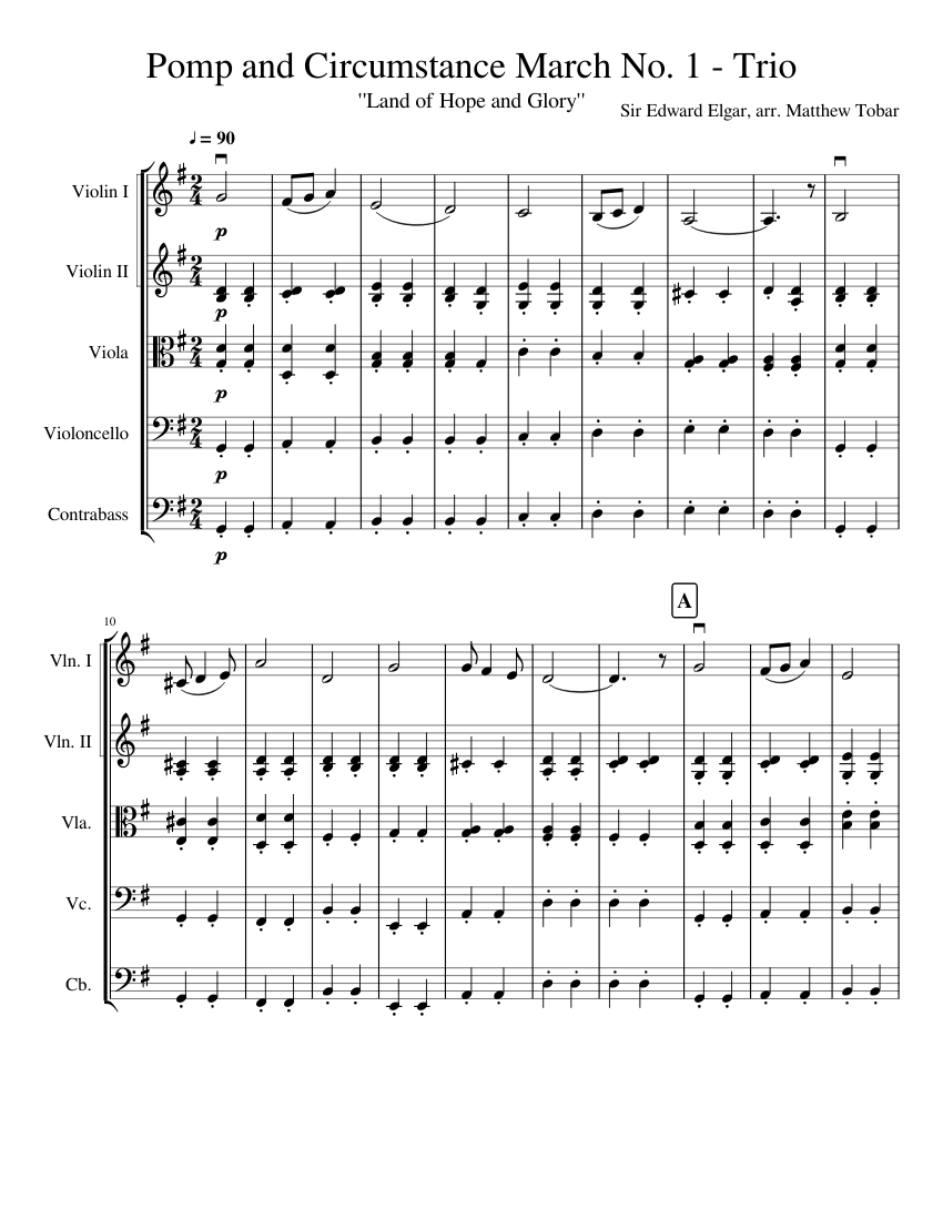 Pomp and Circumstance for String Orchestra sheet music for Violin