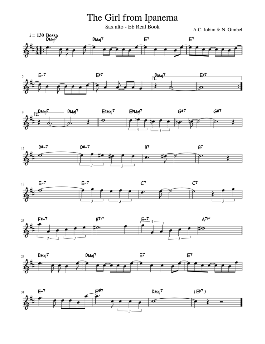 The Girl from Ipanema Sheet music for Alto Saxophone Download free in