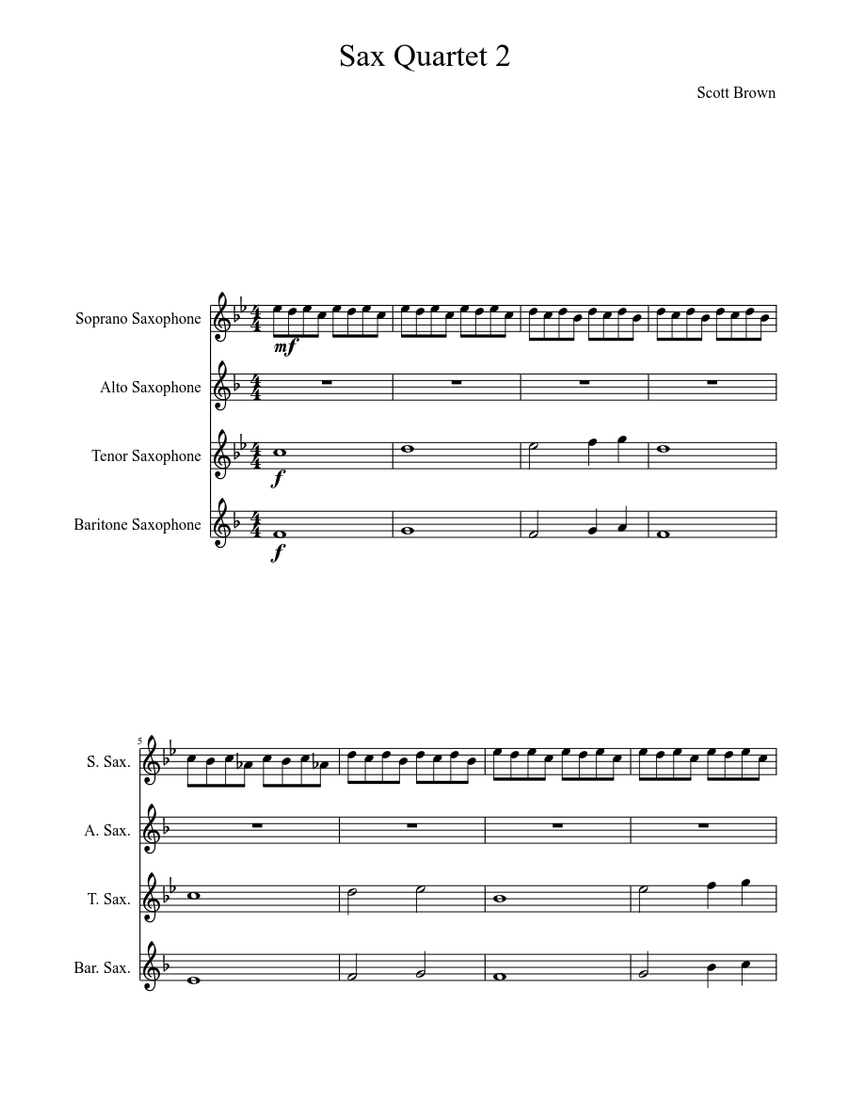 Sax Quartet 2 Sheet music Download free in PDF or MIDI
