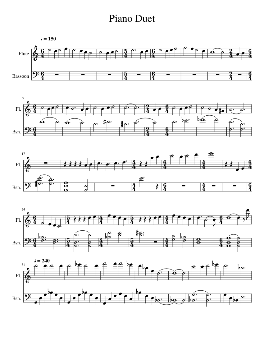 Flute and Bassoon Piano Duet sheet music for Flute, Bassoon download