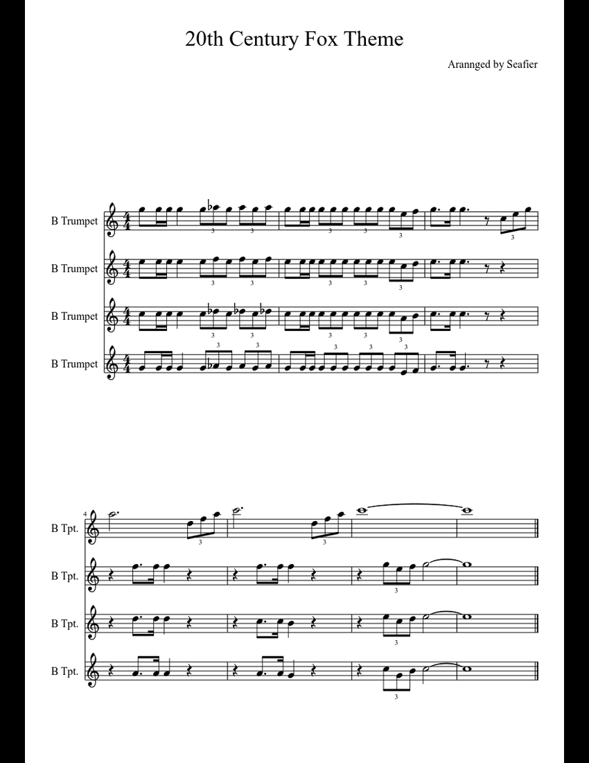 20th century fox sheet music download free in PDF or MIDI