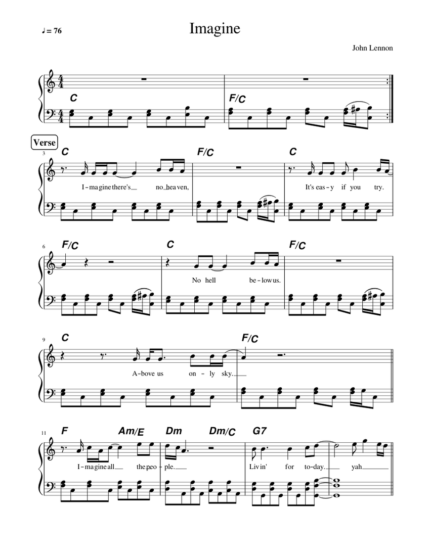 Imagine_John Lennon Sheet music for Piano | Download free in PDF or