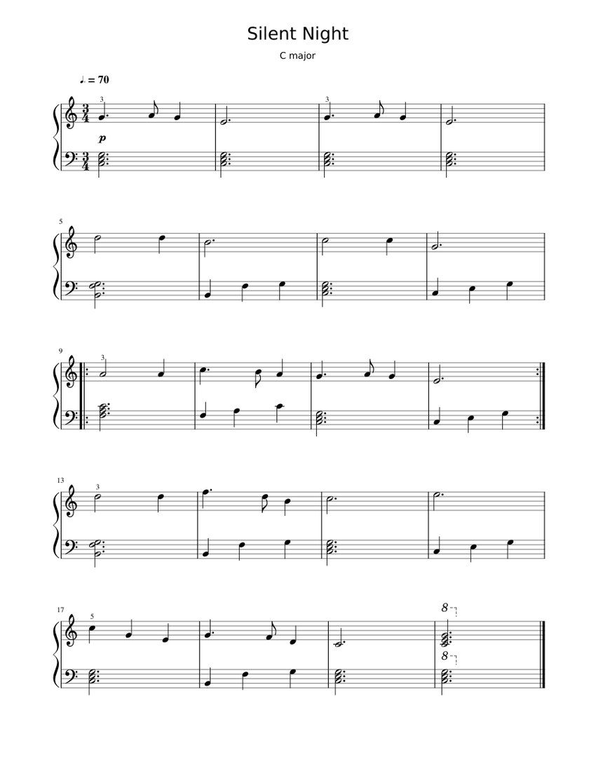Silent Night Sheet music for Piano | Download free in PDF ...