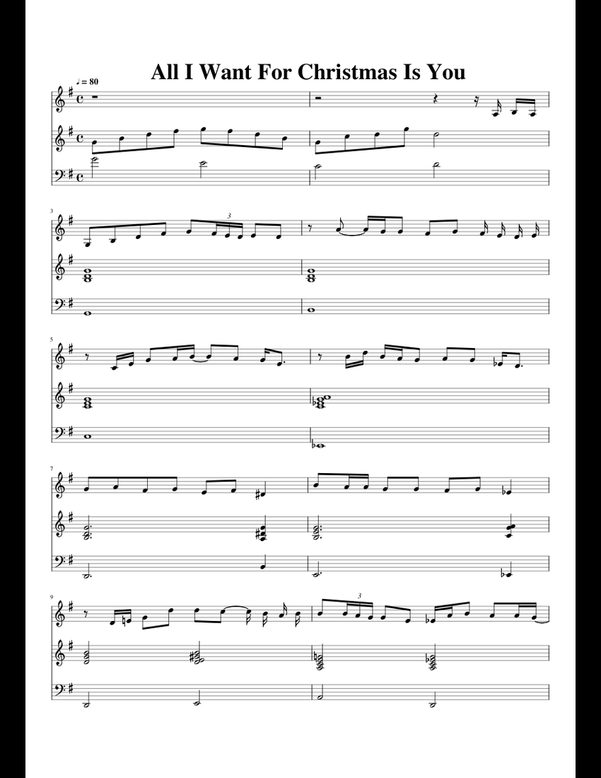 All I Want For Christmas Is You sheet music for Piano download free in