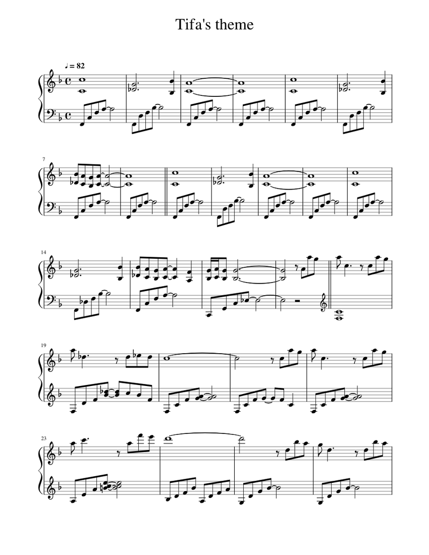 Tifa‘s theme (Final Fantasy VII Original Soundtrack Piano Solo Sheet