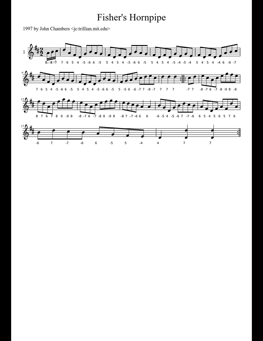 Fisher's Hornpipe Diatonic Harmonica Key of D sheet music download