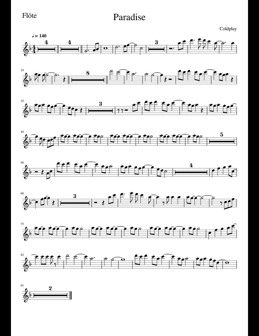 Paradise-flute sheet music for Flute download free in PDF or MIDI