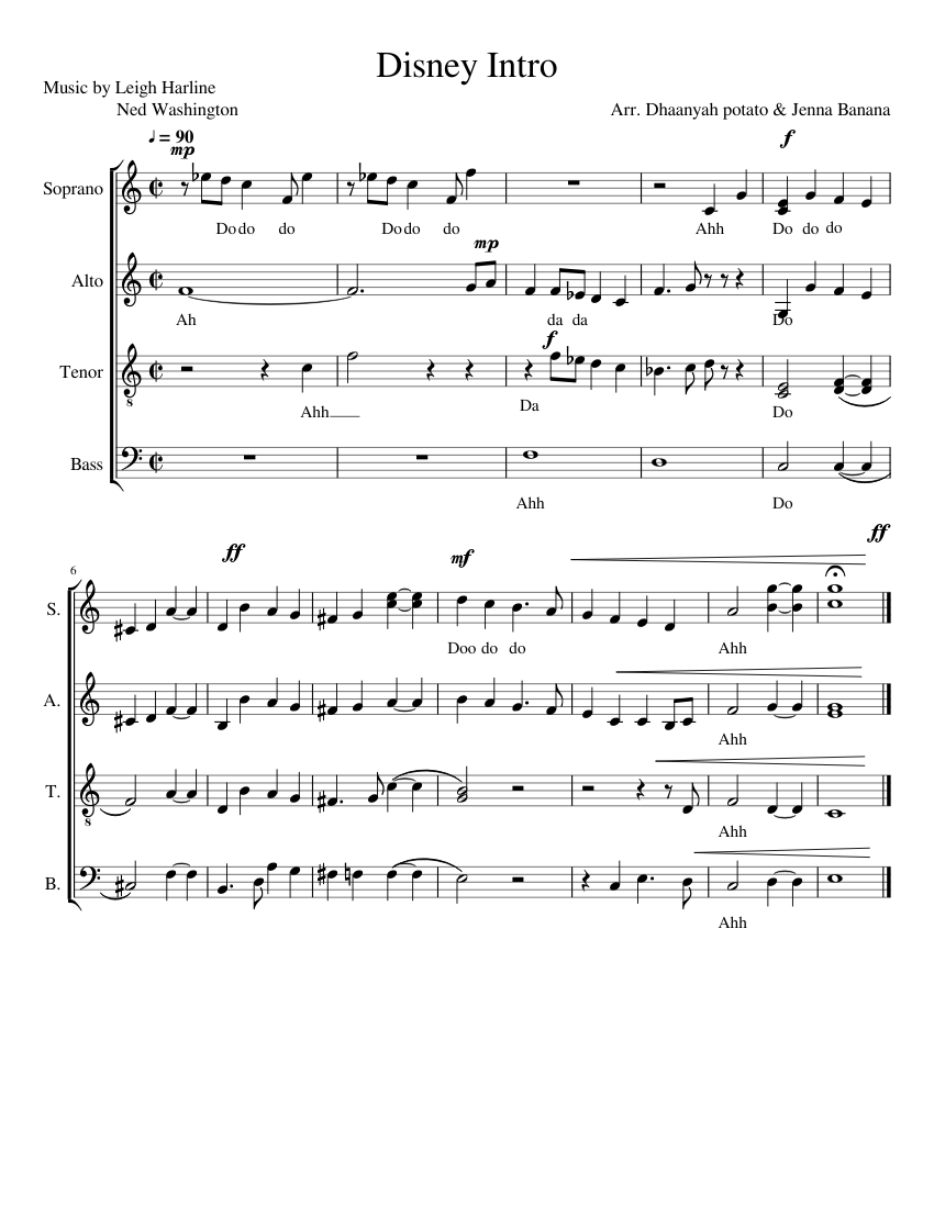 Disney intro sheet music for Piano download free in PDF or MIDI
