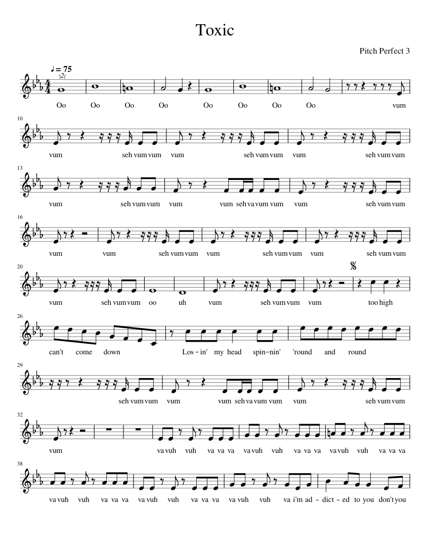 Toxic sheet music for Piano download free in PDF or MIDI