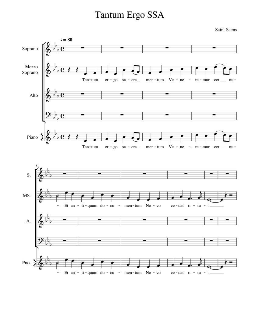 Tantum Ergo SSA Sheet music for Piano, Voice | Download free in PDF or ...