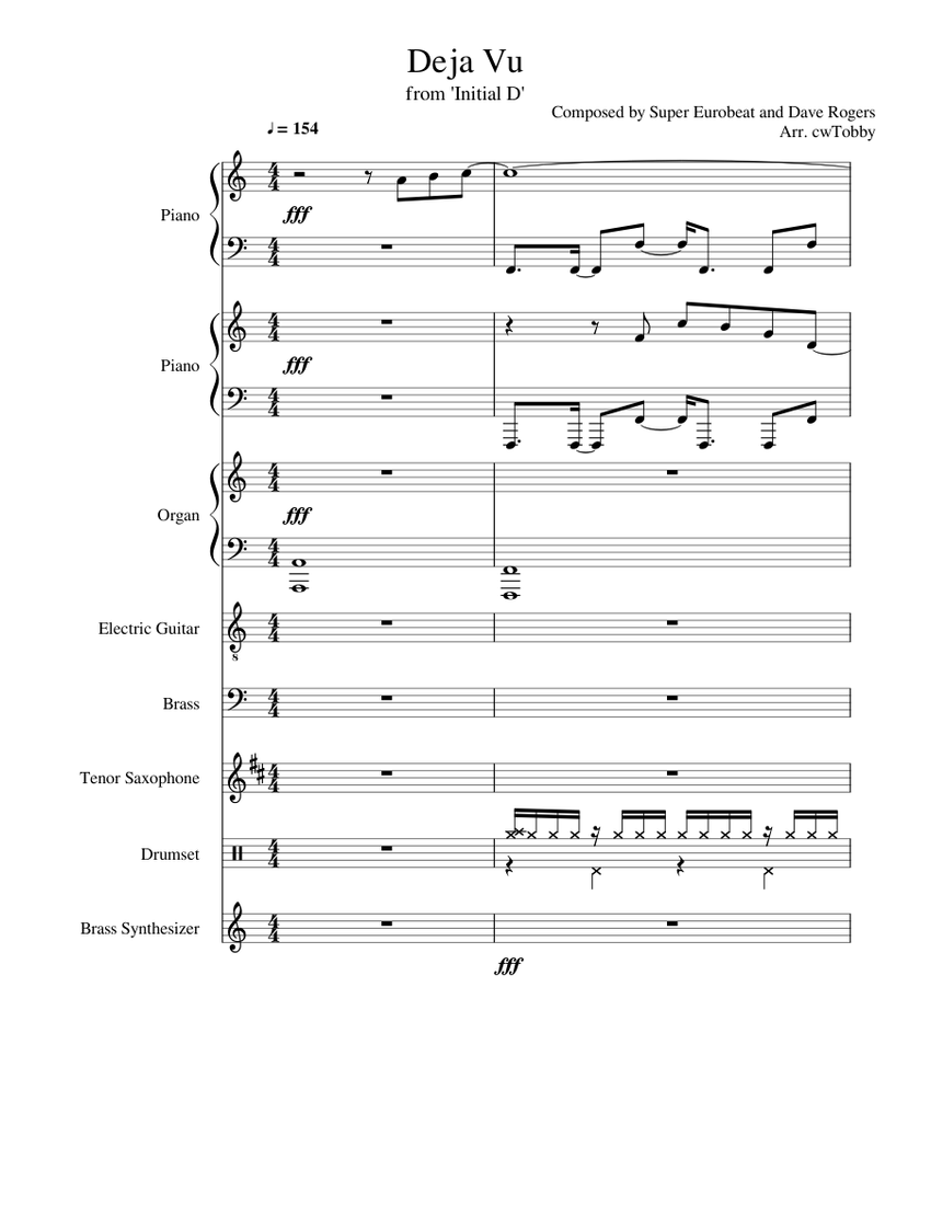 Initial D Deja Vu Piano
